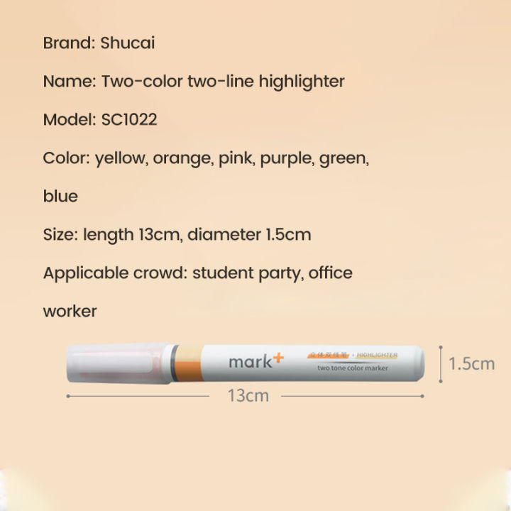 ปากกาเน้นข้อความสองสีคู่นักเรียนทำงานเครื่องเขียนปากกาเน้นข้อความหลากสี