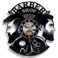 Vinyl Record Wall Clock Modern Design Barbershop Decoration Barber Shop Salon Sign Logo Clock Hairdresser Wall Watch Home Decor