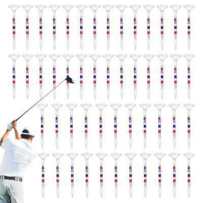 Golf Ball Tees Flag Prints Clear Big Cup Tall Tees for Golf Ball 50Pcs Golf Tees Reduced Friction &amp; Side Spinning Adjustable Height Free Ball Marker kind
