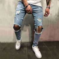 【CW】Fashion Mens Hole Jeans BlackBlueGrey Hiphop Jeans