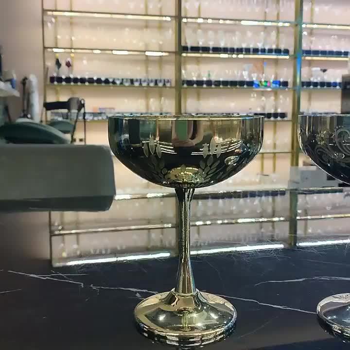 European-Style Engraved Champagne Glass High-Footed Martini Goblet  Household Dessert Cup Creative Cocktail Cups Bar