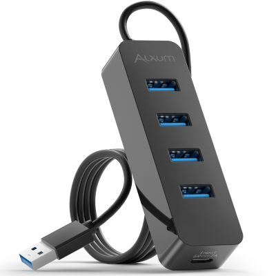 Alxum ตัวแยก USB พอร์ต3.0 USB 5Gbps ความเร็วสูง4พอร์ตพร้อมฮับการขยาย USB ชาร์จพอร์ตชนิด C สำหรับพื้นผิวพีซี