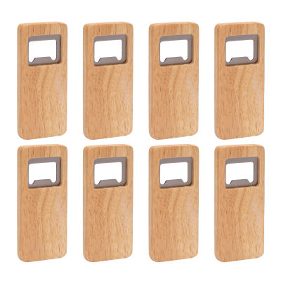 8 Pack Wood Beer Bottle Opener Wooden Handle Corkscrew Stainless Steel Square Openers Bar Kitchen Accessories Party Gift