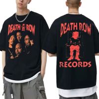 [Lanbo clothing] เสื้อยืด2pac พิมพ์ลาย Death Row Records สองด้านเสื้อยืดพิมพ์ลายแร็ปเปอร์ Tupac ผู้ชาย39; S ฮิปฮอปเสื้อยืดผู้ชายแฟชั่นสำหรับผู้หญิงย้อนยุค