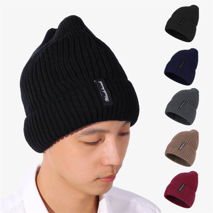 2022ฤดูหนาวฤดูใบไม้ร่วงผู้ชายหมวกขนสัตว์ที่อบอุ่นแข็งถักกะโหลก-beanies-กลางแจ้งข้นหมวกขนแกะเรียงรายหมวก