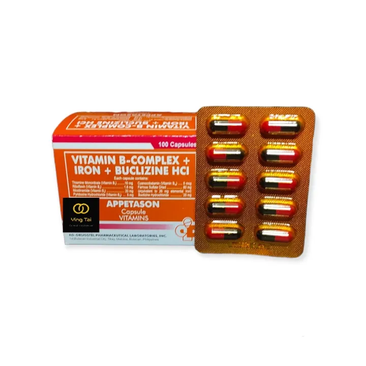 Appetason 10 Capsules Vitamin B Complex + Iron + Buclizine HCI