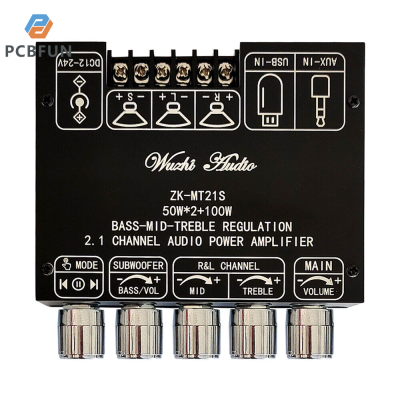 pcbfun ZK-MT21S 2.1ช่อง BL โมดูลบอร์ดเครื่องขยายเสียงเสียงโมดูลซับวูฟเฟอร์หนัก