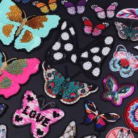 Love Letters Butterfly Embroidered Patches for Clothing Thermoadhesive Badges Patch Thermal Stickers for Fabric Clothes Applique  Furniture Protectors