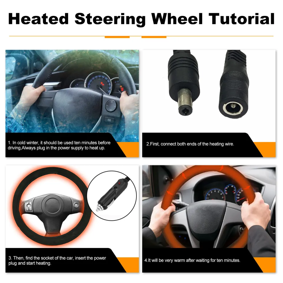 Rayhong Heated Steering Wheel Cover Winter Hand Warmer Comfy Car Steering  Heater Comfortable Electrical Steering Wheel