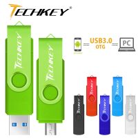 New TECHKEY OTG usb 3.0 64gb usb flash drive 3.0 32gbpen drive 8gb 16gb memoria cel usb stick pendrive u disk gift for mobile