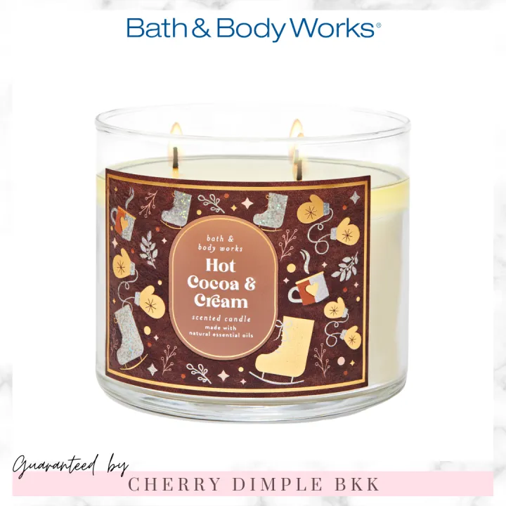 BATH AND BODY WORKS เทียนหอม "HOT COCOA" 3-wicks CANDLE ขนาดใหญ่ 3 หัว ...