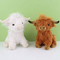 29ซม. Kawaii จำลอง Highland Cow สัตว์ตุ๊กตา Plush Soft ตุ๊กตาครีม Highland Cattle Plush ของเล่น Kyloe Plushie ของขวัญเด็ก