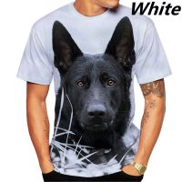 Mens Summer T-shirt Fitness Short Sleeve Cute 3D Dog German Shepherd Dog Pattern