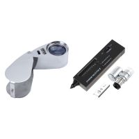 40X LED Pocket Magnifier Jeweller Eye Glass Loop Lens Magnifying Loupe UV Light with Jeweler Diamond Tool Kit