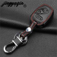 hgjmgkkk jingyuqin For Honda FIT INSIGHT Civic Accord CR-V Ridgeline Car-styling 3 Buttons Leather Car Key Cover Case