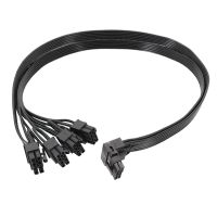 1 PCS 4XCPU 8Pin to 16Pin Male Graphics Video Card PCI-E 5.0 12VHPWR RTX4090 Elbow Adapter Cable Black