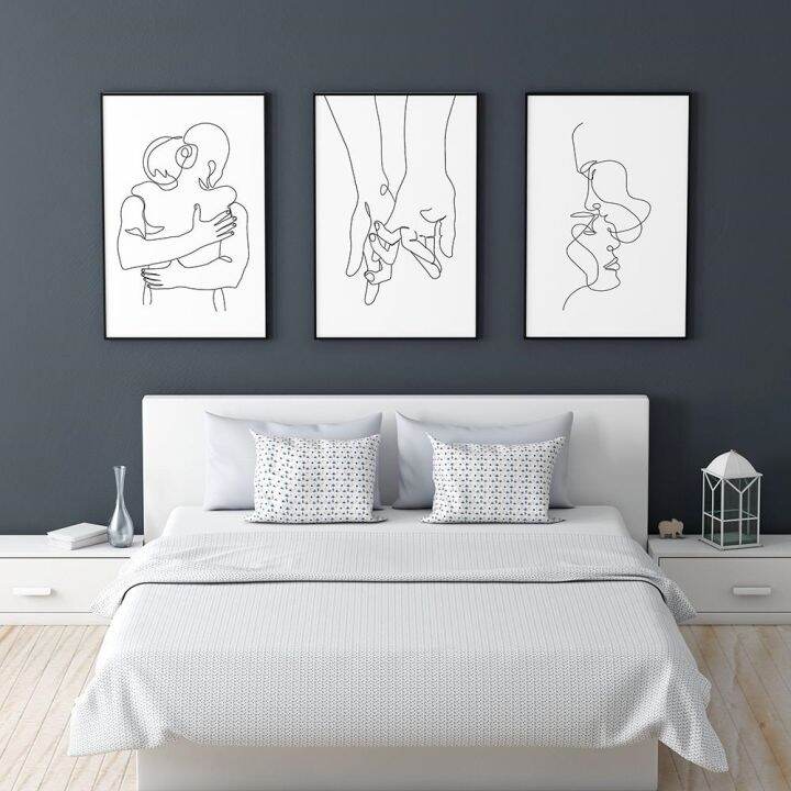 วาดเส้นคู่-hand-love-kiss-wall-art-ภาพวาดผ้าใบ-nordic-โปสเตอร์และพิมพ์-minimalist-ภาพผนังสำหรับห้องนั่งเล่น