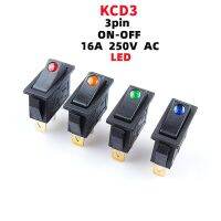 Holiday Discounts 1/5Pcs 3-Pin Rocker Button Switch KCD3 ON-OFF 2Nd Gear Position Mini Cats Eye With LED AC 16A 250V Copper Feet/Silver Contacts