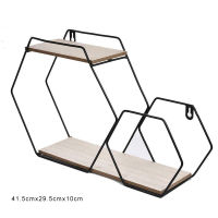 Wall Hanging Shelf Rack Convenient Iron Geometric Storage Holder for Living Room JA55