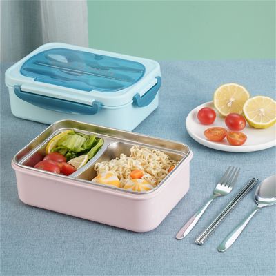 ﹉ Lunch Box Bento Box for Student Office Worker Double-layer Microwave Heating Lunch Container with Fork Chopsticks Spoon
