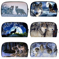 Cool Moon and Howling Wolf Print Wallet Women Men Casual Phone Card Holder Coin Bags Casual Clutch Purse Ladies Long Money Bags