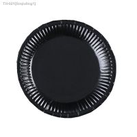 ♚❆ 10pcs/lot Black plates kids birthday party supplies Solid Color paper dishes black color theme disposable dishes