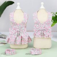 Princess Pet Clothes Puppy Dress Small Dog Harness Dress S-XXL Doggie Outfits Dog Harness Dress with Leash Set Cat Apparel Dresses