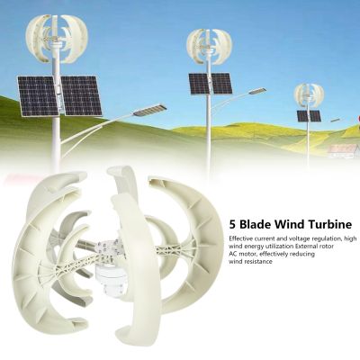 Wind Turbine Kit 800W 5 Blade Generator มอเตอร์ไฟฟ้ากระแสสลับ ระบบพลังงานแสงอาทิตย์ ประเภทโคมไฟ DoubleLayer สีขาว