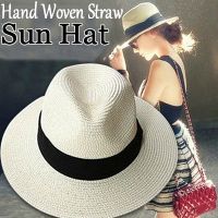 Summer Beach Vacation Panama Jazz Hat Sunscreen Handwoven Straw Sun Hat Men Women Hawaii Casual Sunshade Gangster Cap Bucket Hat