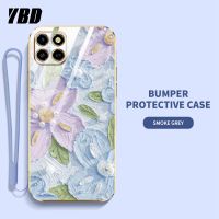 YBDเคสโทรศัพท์ดีไซน์ใหม่สำหรับ OPPO A93 2020 RENO 4F F17 Pro ชุบเคสน้ำมันเคสลายดอกไม้เคสแถมฟรีสายคล้อง