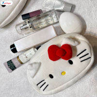 FunToys ผ้าที่นำมาใช้ใหม่ได้กระเป๋าเครื่องสำอางขนาดเล็ก Hello Kitty แบบมีซิปสำหรับใส่กระเป๋าดินสอโลชั่นลิปสติกบลัช