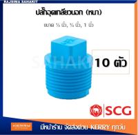 (ชุด 10 ตัว) ปลั๊กอุดเกลียวนอก 1/2" (4หุน), 3/4" (6หุน),1" พีวีซี ตราช้าง เอสซีจี SCG Valve Plug PVC (10PCS/Set)