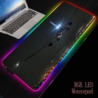 แผ่นรองเมาส์เครื่องบินแผ่นรองเมาส์ Mouse Komputer RGB,ไฟ LED แผ่นเมาส์เกมแผ่นรองเมาส์ขนาดใหญ่แผ่นรองเมาส์เกมเมอร์ XXL Mause พรมแผ่นเดสก์ท็อปพีซี90x40โต๊ะเล่นเกม