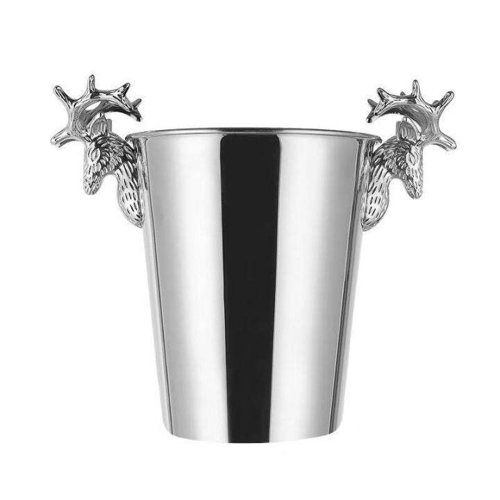 2X Stainless Steel Ice Buckets,Deer Head Handle,Insulated Ice Bucket