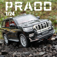 1:24 TOYOTA Land Cruiser Prado Sport SUV ล้อแม็ก D Iecast รถโมเดลที่มีดึงกลับแสงเสียงของขวัญเด็ก A174คอลเลกชัน