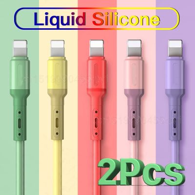 2Pcs USB Cable For iPhone 14 13 12 11 Pro Max XR XS 8 7 6s 5s Fast Data Charging Charger USB Wire Cord Liquid Silicone Cable 2m Cables  Converters