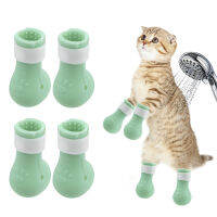 Cat Feet ชุดรองเท้า Cut Nails Bath Anti-Scratch Bite Washing Bath Supplies ซิลิโคน Paw Protector Boots