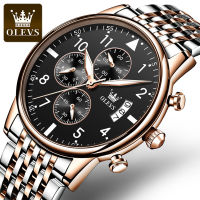 OLEVS 2869 Quartz Waterproof Men Wristwatch Stainless Steel Band Fashion Watches For Men Luminous Chronograph Calendar Small Second hand