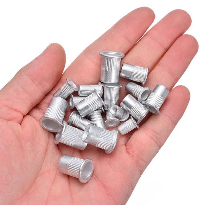 100pcs-aluminum-rivnut-flat-head-threaded-rivet-nut-insert-nutsert-cap-rivet-nut-assortment-set-m4-m5-m6-m8