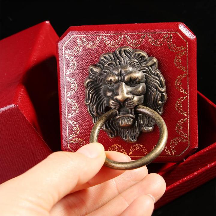djrgs-บานพับประตูทองแดงสุดสร้างสรรค์ทนทานลิ้นชักโบราณที่จับแบบดึงหัวสิงโตแหวน
