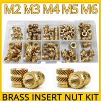 M2.5 M3 M4 M5ทองเหลืองชุดความร้อนใส่ Nut Hot Melt Inset ด้ายทองแดง Knurled Embedment Assortment Kit ชุด