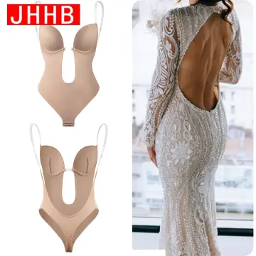 Womens Shapers Sexy Backless Dress Wedding With Inner Bra Top