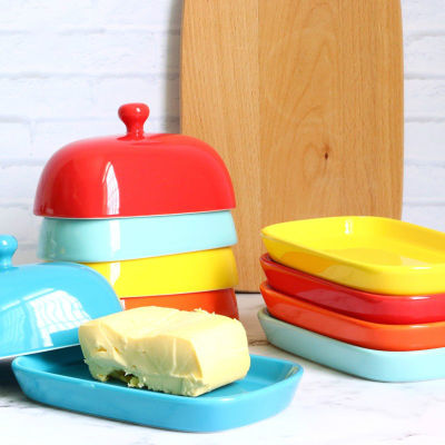 Candy-colored butter dish breadbasket with lid kitchen utensils porcelain oiler butter box for butter dish Food Keeper kitchen