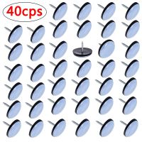 40pcs 19/22/25mm Round Furniture Sliders Pads Table Chair Cabinet Sofa Glides Chair Leg Floor Protectors Nail on Sliding Discs Furniture Protectors Re