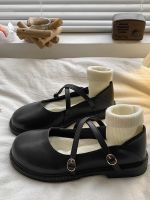 ∈ French style Mary Jane leather shoes womens 2023 new spring Japanese jk all-match flat cross belt with skirt shoes