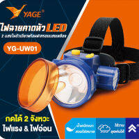 ไฟฉายคาดหัว LED YG-UW02 ปรับแสงขาว-แสงเหลืองได้ ไฟส่องกบ ไฟกรีดยาง LASER แบตอึด ใช้งานได้ยาวนาน พร้อมฝาครอบสีเหลือง หัวชาร์จ