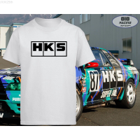 2023 NEW Street Fashion Racing Sports T-shirt [white/grey] [hks] Round Neck fashion