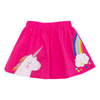 Jumping Meters Summer Girls Skirts With Rainbow Unicorn Applique Fashion Childrens Fuchsia Clothes Mini Skirts For Kids Wear