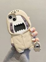 【Ready】? Hoodie Shark is suitable for 13 mobile phone cases 14promax cute 11 three-dimensional soft silicone 12