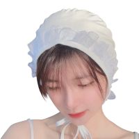 Lady Swimming Cap Lace Waterproof Head Ear Protector Adjustable Bathing Cap Water Sports Long Hair Turban Women Swim Pool Hat Swim Caps